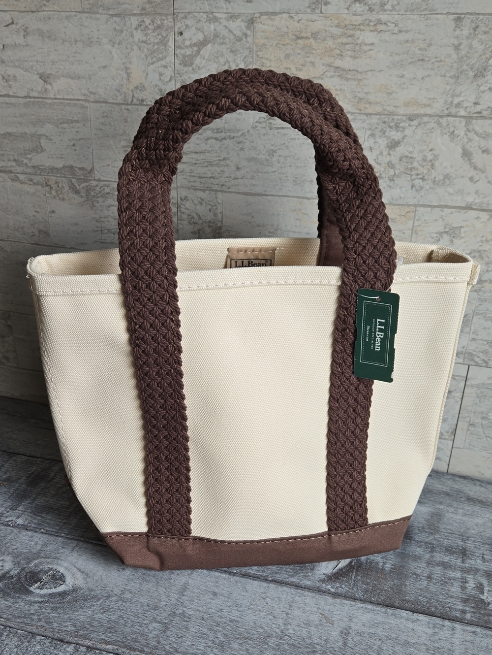 NWT L.L. Bean Japan Boat And Tote Edition Web Handle Bag Canvas Brown Small